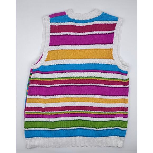 Marisa Christina Classics Colorful Knitted Palm Tree Button Down Vest - Picture 4 of 4